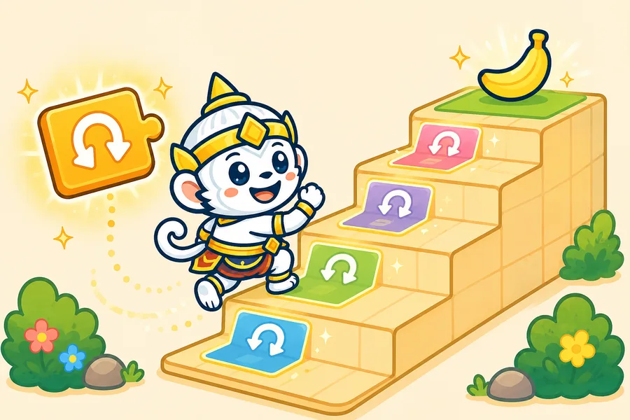 บันไดมหัศจรรย์ (ลูป + เลี้ยว)